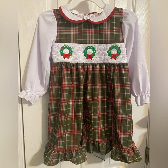 New Smocked Christmas Dress - Picture 1 of 8